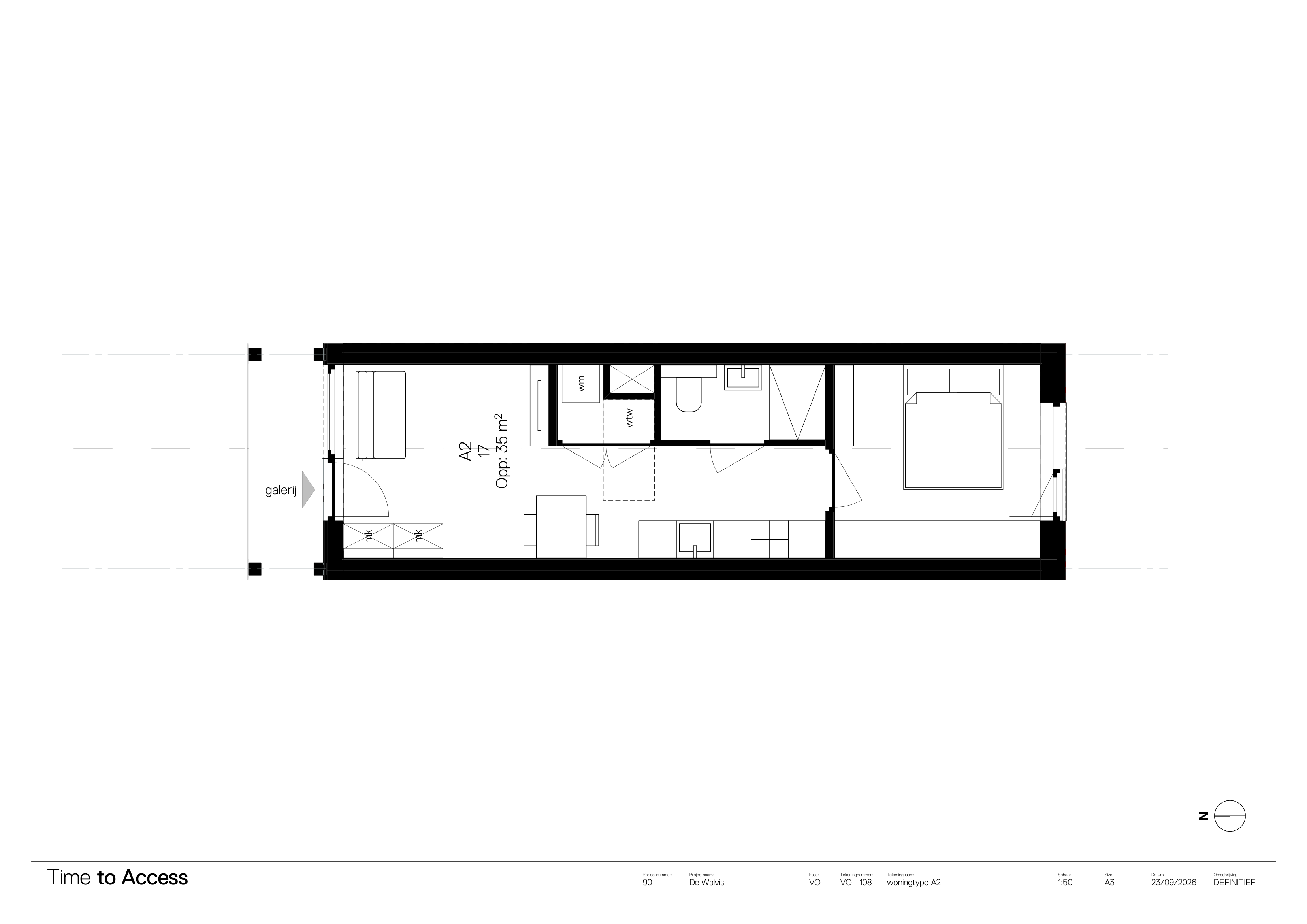 Plattegrond Type A2 — Studio 35 m²