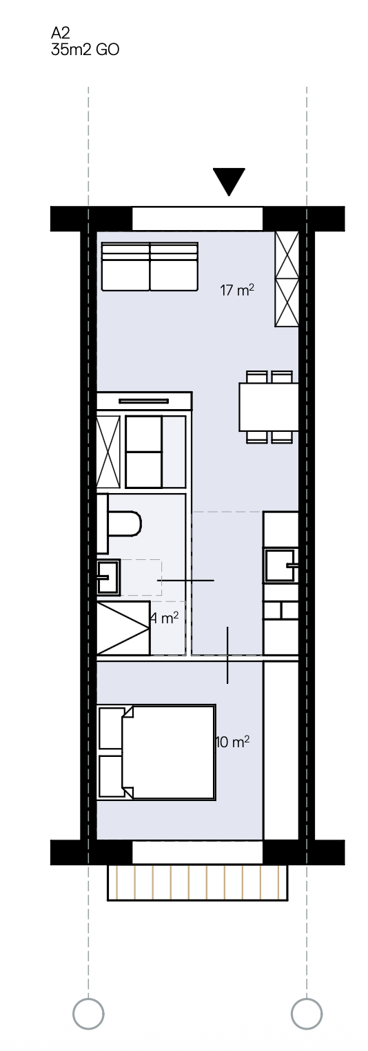 Plattegrond Type A — Studio 35 m²