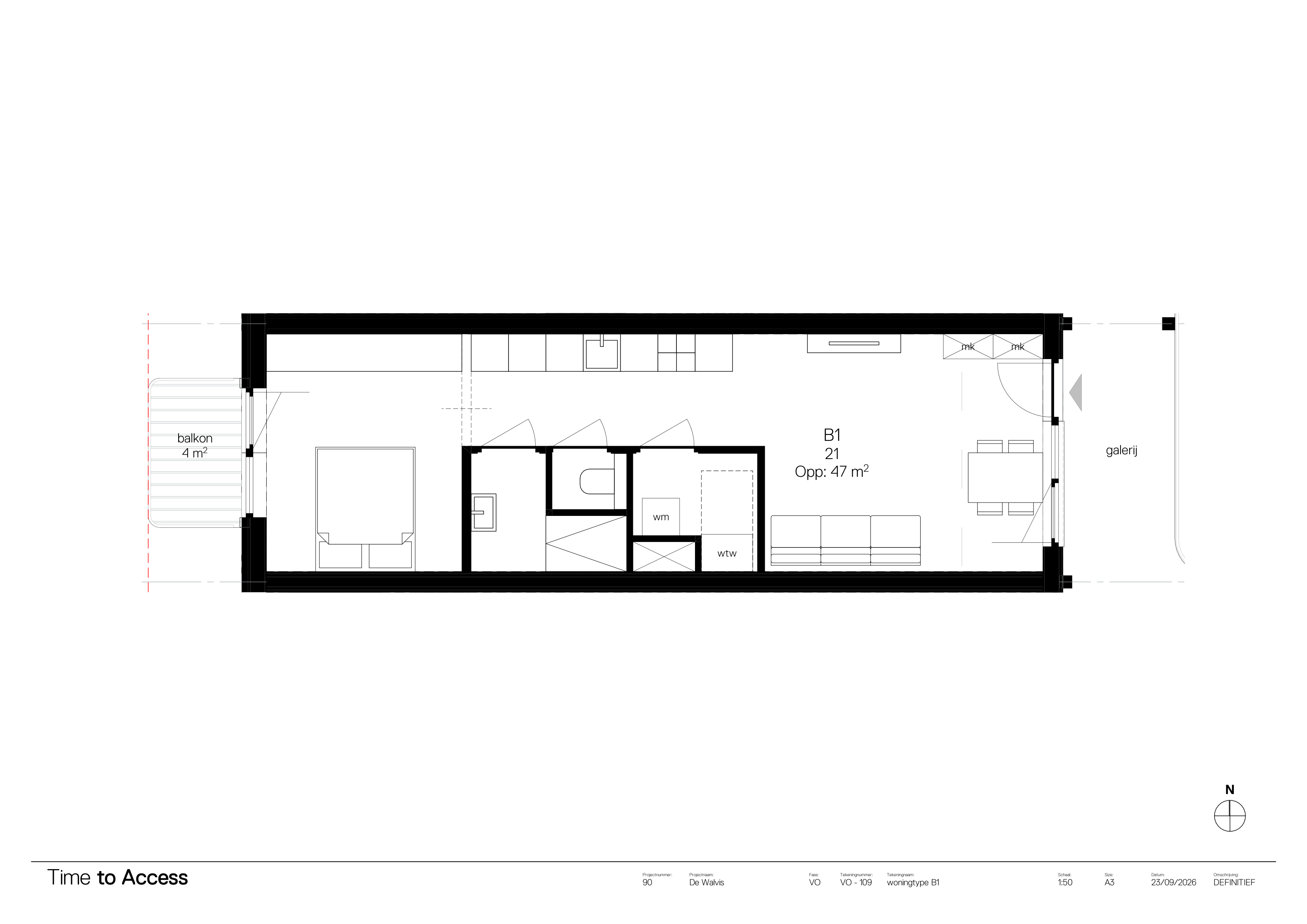 Plattegrond Type B1 — Compact 47 m²