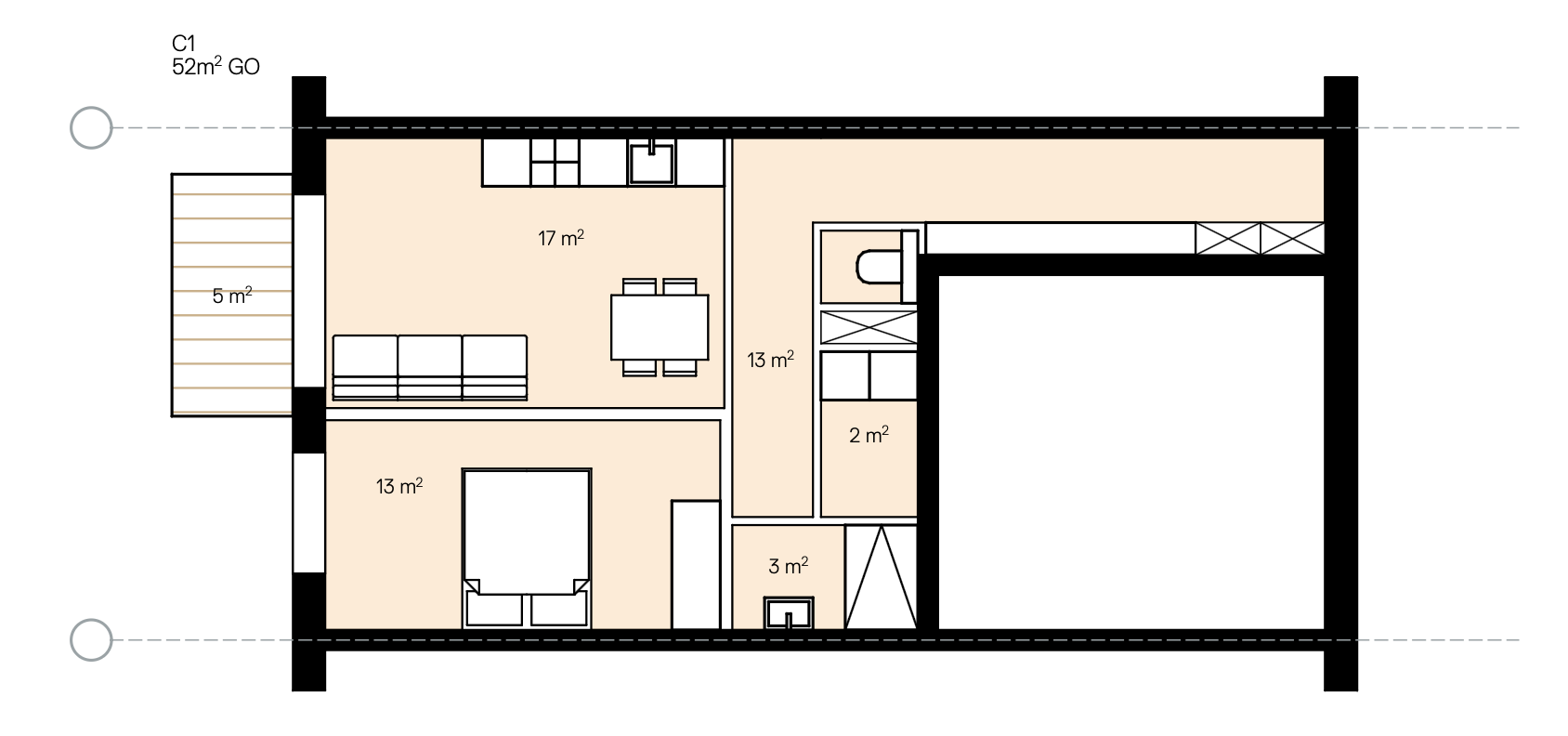 Plattegrond Type C — Klein 52 m²