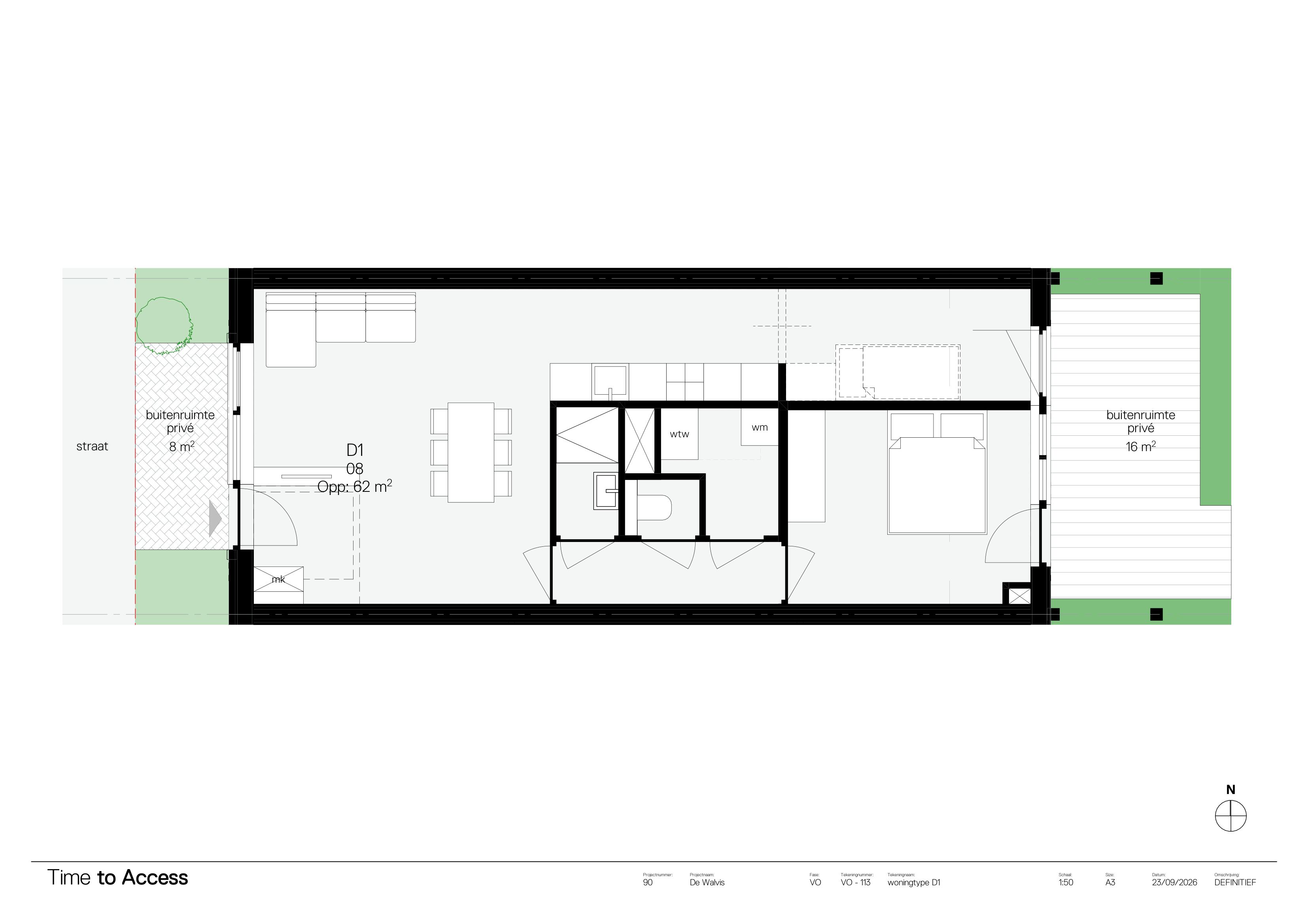 Plattegrond Type D1 — Standaard 62 m²